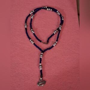 Elegant Blue and Silver Beaded Necklace